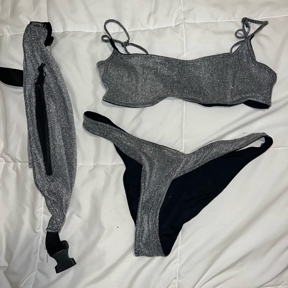SILVER MICA TRIANGL BIKINI